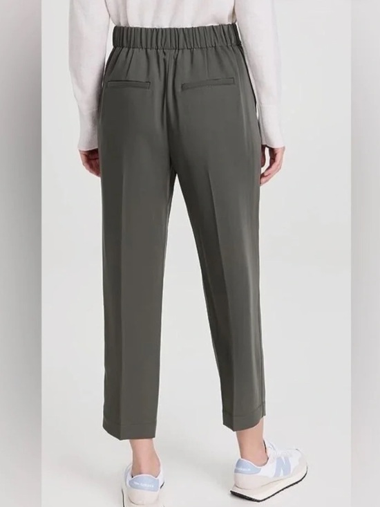 Vince Pants - Vince Olive Green Tapered Pull-On Pleated Crepe Pants Size M